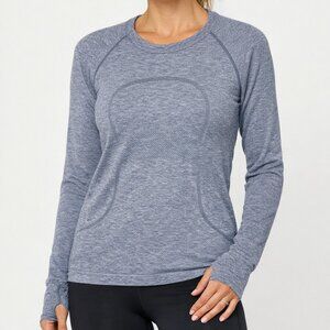 Lululemon Swiftly Tech 2.0 Long Sleeve Sz 8 Gray Thumbholes Hip Length Gym Yoga